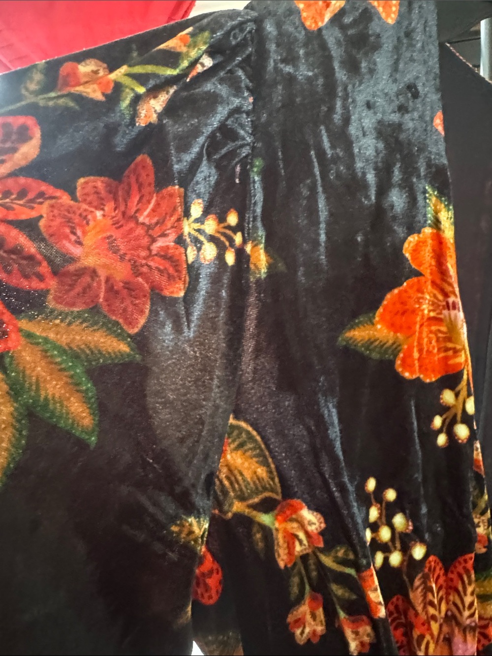 FARM Rio Black Winter Bloom V-Neck Velvet Jumpsuit - Picture 6 of 13
